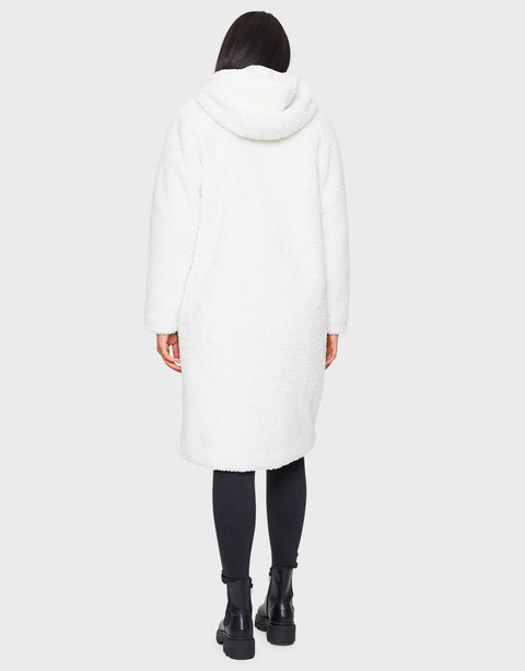 Threadbare Women's White Faux Borg Hooded Coat |Threadbare In Lebanon