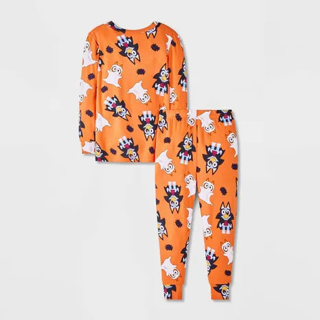 Bluey Boy's Orange Printed Long Sleeve Halloween Viscose Snug Fit Pajama Set 2 Pieces | Bluey In Lebanon