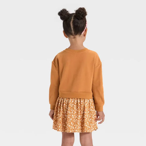 Cat & Jack Girl's Orange French Terry Woven Dress | Cat & Jack In Lebanon