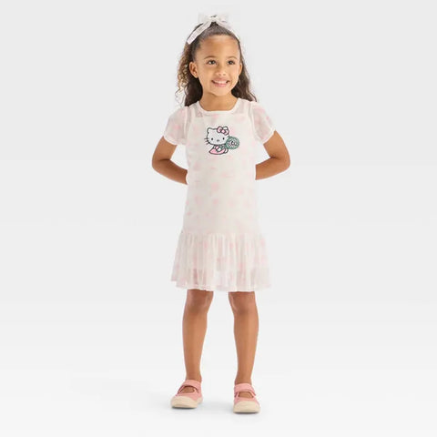 Sanrio Girl's Whitw Sporty Mesh Double-Layer Dress | Sanrio in Lebanon