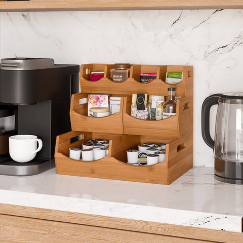 Seville Classics Bamboo Stackable Bin Organizer 4-piece|Seville Classics In Lebanon