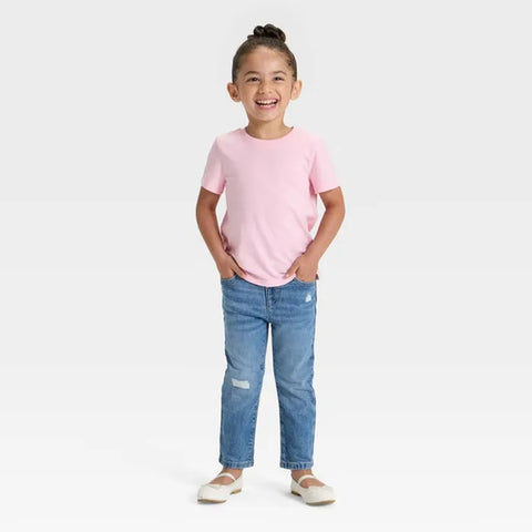 Cat & Jack Girl's Blue Distressed Denim Straight Leg Pants | Cat & Jack In Lebanon