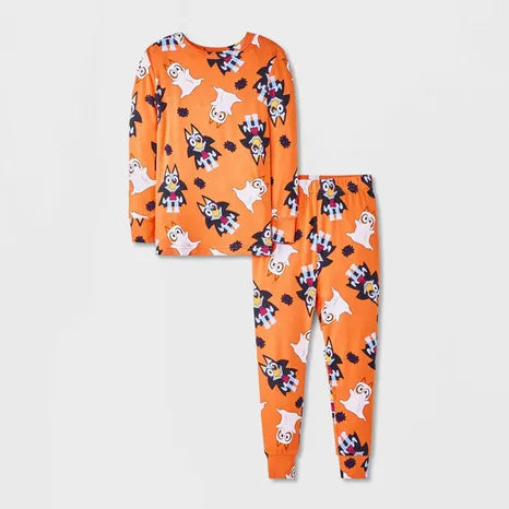 Bluey Boy's Orange Printed Long Sleeve Halloween Viscose Snug Fit Pajama Set 2 Pieces | Bluey In Lebanon