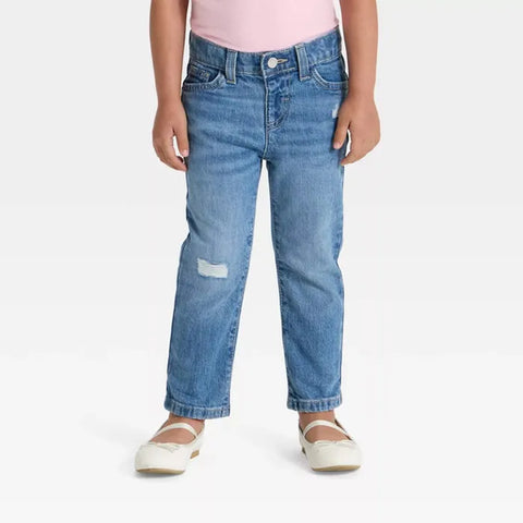 Cat & Jack Girl's Blue Distressed Denim Straight Leg Pants | Cat & Jack In Lebanon