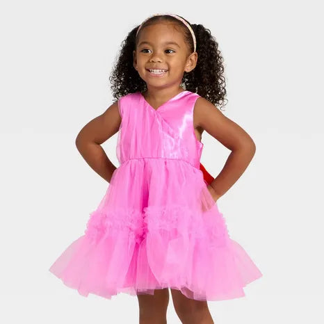 Dr. Seuss Girl's Pink The Grinch Christmas Cindy Lou Who Bow Couture Tulle Dress | Dr. Seuss In Lebanon
