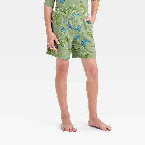 Cat & Jack Boy's Olive Green Dinos Crewneck Sweatshirt & Short Pajama Set | Cat & Jack In Lebanon
