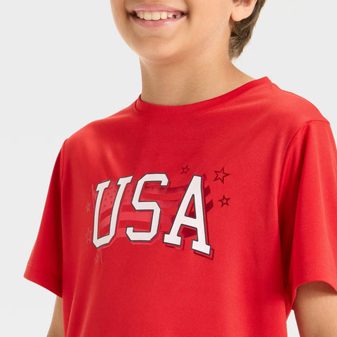 All In Motion Boy's Red Short Sleeve 4th of July USA Graphic T-Shirt | All In Motion In Lebanon