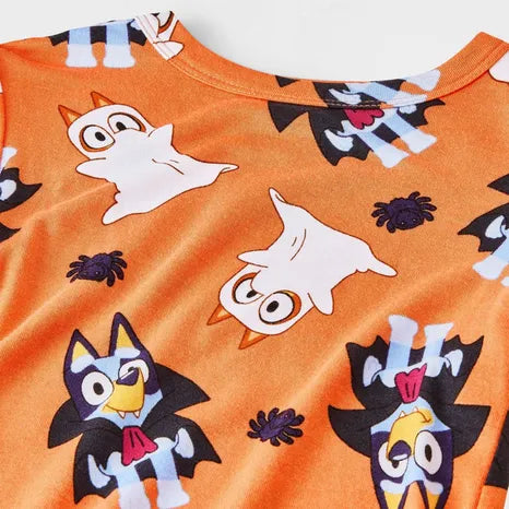 Bluey Boy's Orange Printed Long Sleeve Halloween Viscose Snug Fit Pajama Set 2 Pieces | Bluey In Lebanon