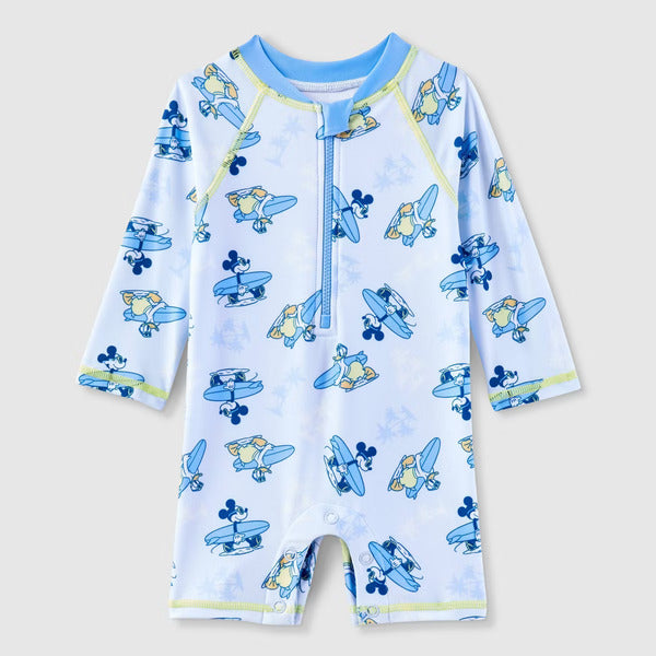 Disney Baby Boy's Light Blue Mickey Mouse One Piece Rash Guard Swimsuit | Disneyin Lebanon