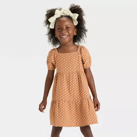 Cat & Jack Girl's Brown Floral Printed Woven Dress | Cat & Jack In Lebanon