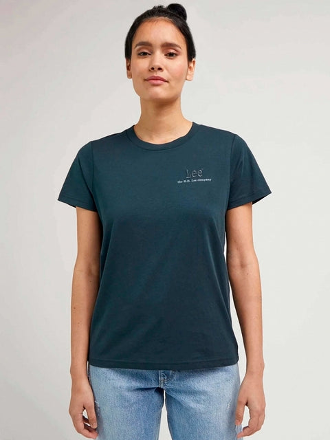 Lee Women's Tee Charcoal Gray 100% Cotton Short Sleeveless Lee Small Logo T-shirt | Lee In Lebanon