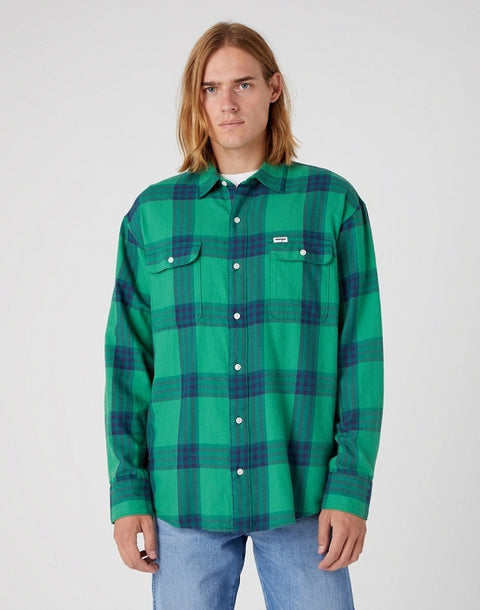 Wrangler Men's Pine Green Patch Pocket Shirt | Wrangler In Lebanon