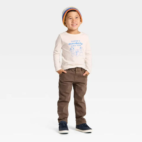 Cat & Jack Boy's Off White Long Sleeve Snowmen Graphic Blouse | Cat & Jack In Lebanon