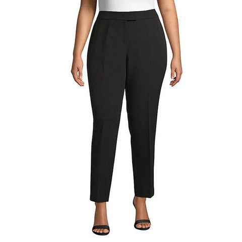 Anne Klein Women’s Black Stretch Refined Twill Slim Straight Leg Trousers |  Anne Klein in Lebanon