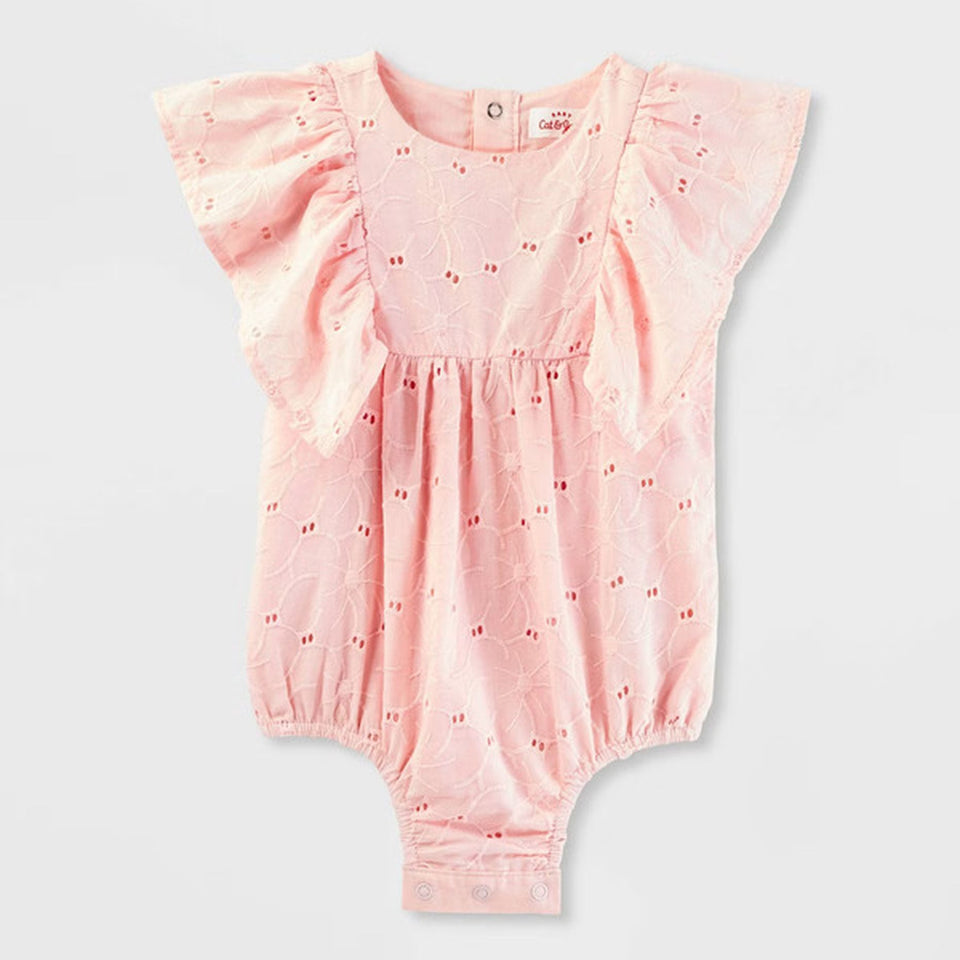 Cat & Jack Baby Girl's Light Pink Eyelet Bubble Romper | Cat & Jack In Lebanon