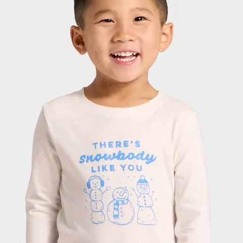 Cat & Jack Boy's Off White Long Sleeve Snowmen Graphic Blouse | Cat & Jack In Lebanon