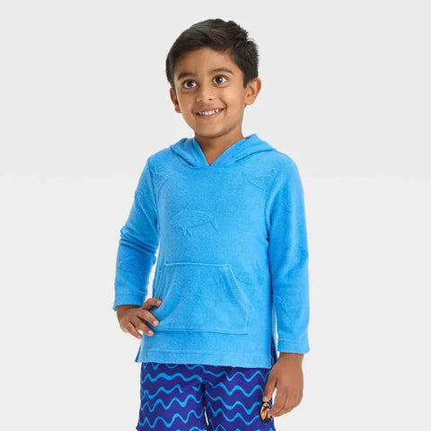 Cat & Jack Boy's Blue Sharks Printed Embossed Pullover Hoodie |Cat & Jack in Lebanon