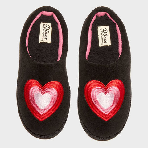 DearFoams Women's Black Heart Printed Slippers | Dearfoams In Lebanon