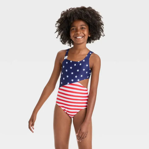 Cat and Jack Girls'  Multi USA Flag Printed One Piece Swimsuit | Cat and Jack  in Lebanon