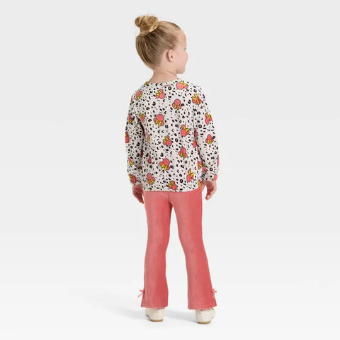 Disney  Baby  Girls Long-Sleeve Animal Print Top and Velvet Flare Pants 2-Piece Set | Disney in Lebanon
