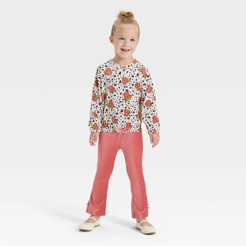 Disney  Baby  Girls Long-Sleeve Animal Print Top and Velvet Flare Pants 2-Piece Set | Disney in Lebanon