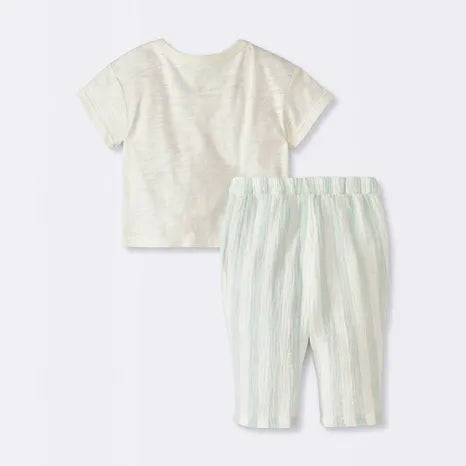 Cloud Island Baby Boy's Fresh Off White & Light Green Catch T-Shirt & Pants Set | Cloud Island In Lebanon
