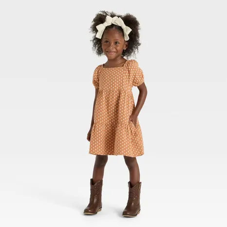 Cat & Jack Girl's Brown Floral Printed Woven Dress | Cat & Jack In Lebanon