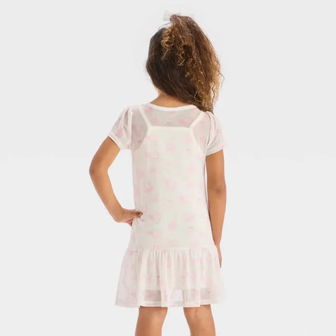 Sanrio Girl's Whitw Sporty Mesh Double-Layer Dress | Sanrio in Lebanon