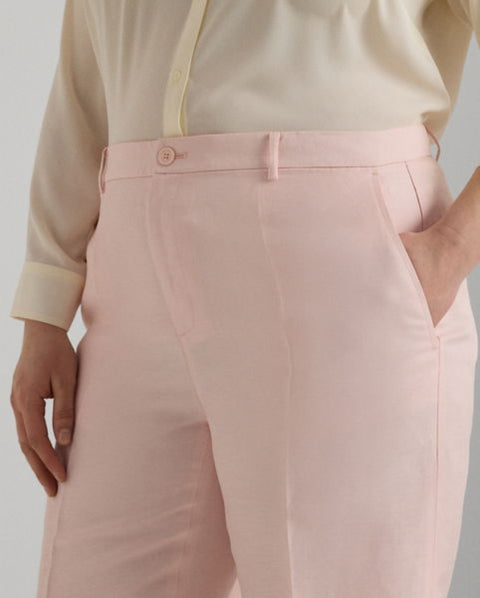 Lauren Ralph Lauren Women's Light Pink Plus Size Linen-Blend Cropped Wide-Leg Twill Pants|Lauren Ralph Lauren In Lebanon