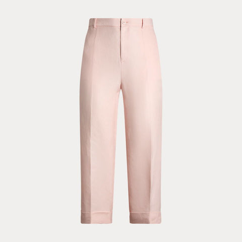 Lauren Ralph Lauren Women's Light Pink Plus Size Linen-Blend Cropped Wide-Leg Twill Pants|Lauren Ralph Lauren In Lebanon