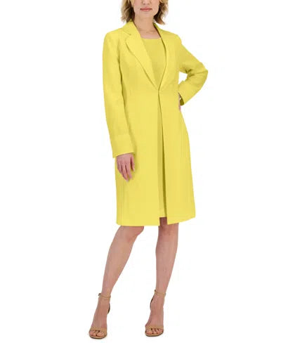 Le Suit Women's Yellow Crepe Topper Jacket & Sheath Dress Suit Set|Le Suit In Lebanon