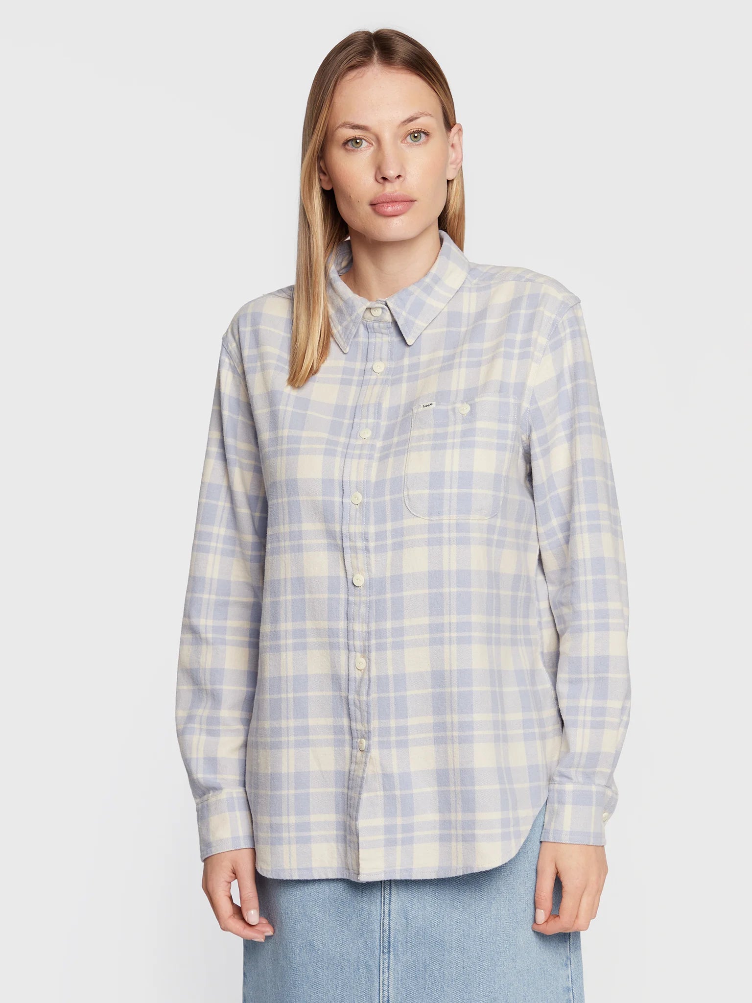 Lee Women's Baby Blue & White All Purpose Checkered  Regular Fit Shirt | Lee In Lebanon