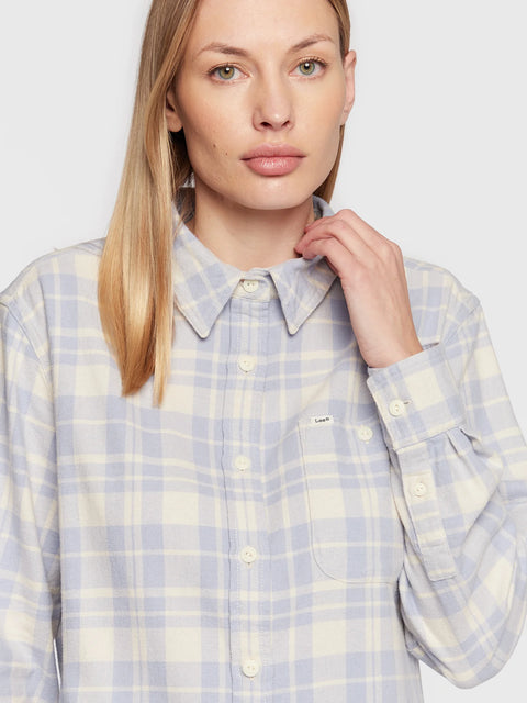 Lee Women's Baby Blue & White All Purpose Checkered  Regular Fit Shirt | Lee In Lebanon