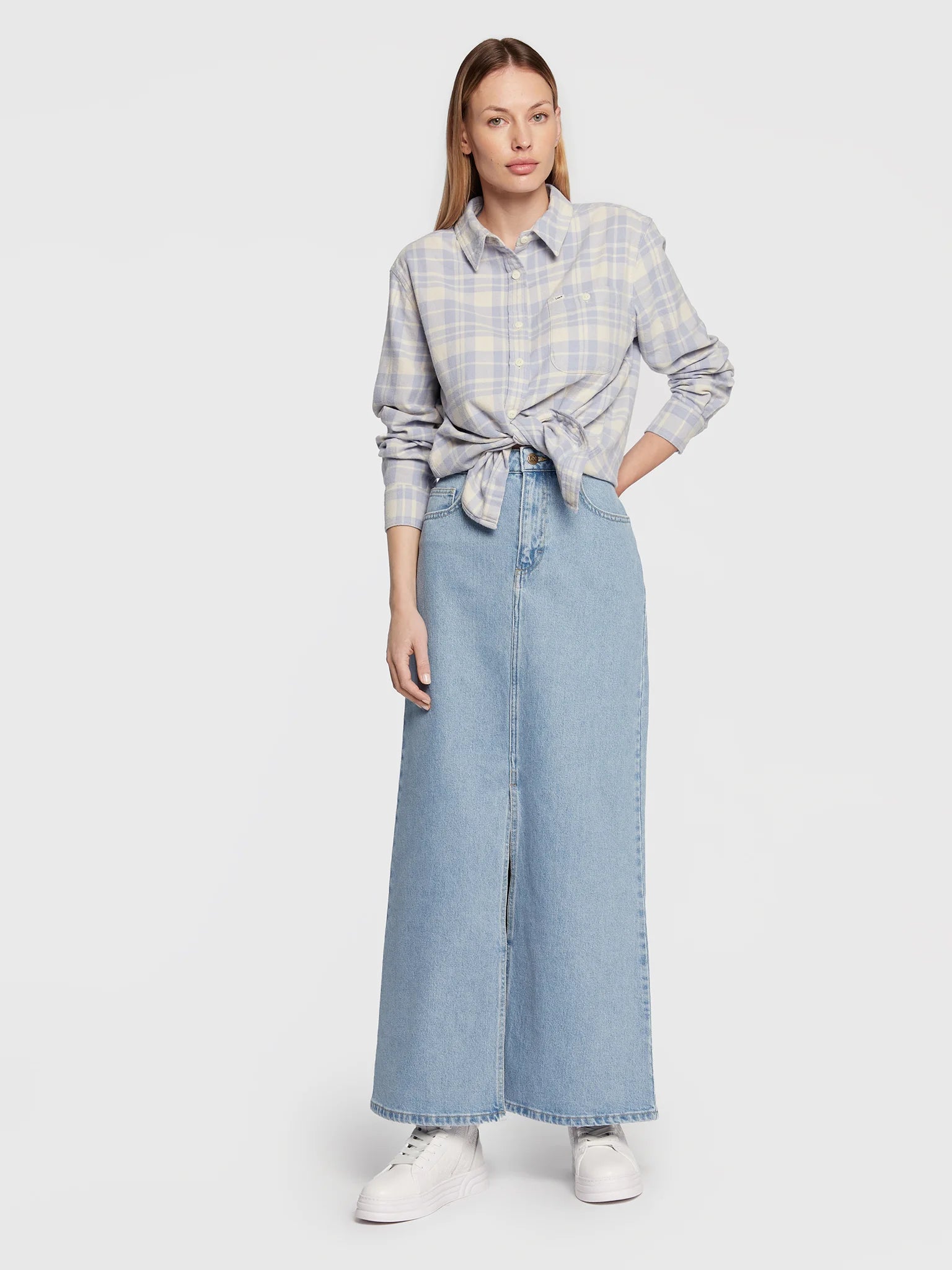 Lee Women's Baby Blue & White All Purpose Checkered  Regular Fit Shirt | Lee In Lebanon