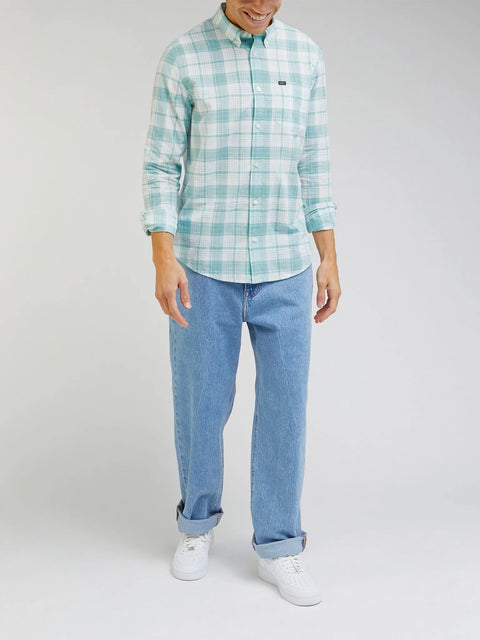 Lee Men's Dusty Jade Checkered Button Down Shirt |Lee In Lebanon