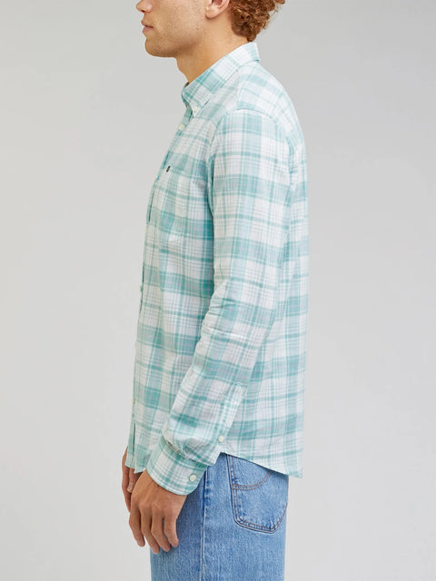 Lee Men's Dusty Jade Checkered Button Down Shirt |Lee In Lebanon