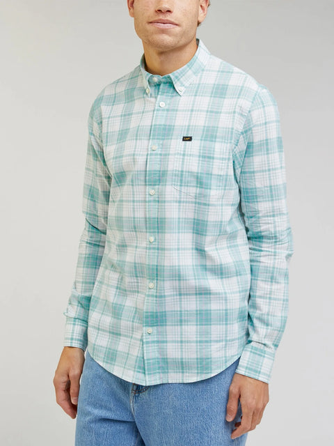Lee Men's Dusty Jade Checkered Button Down Shirt |Lee In Lebanon