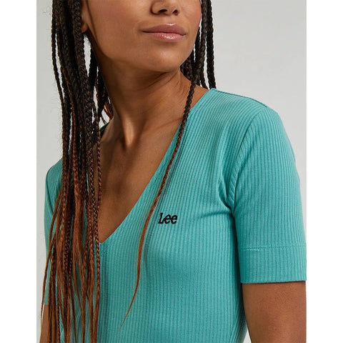 Lee Women's Green V-Neck Short Sleeve T-Shirt | Lee In Lebanon