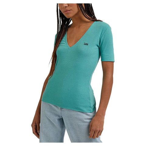 Lee Women's Green V-Neck Short Sleeve T-Shirt | Lee In Lebanon