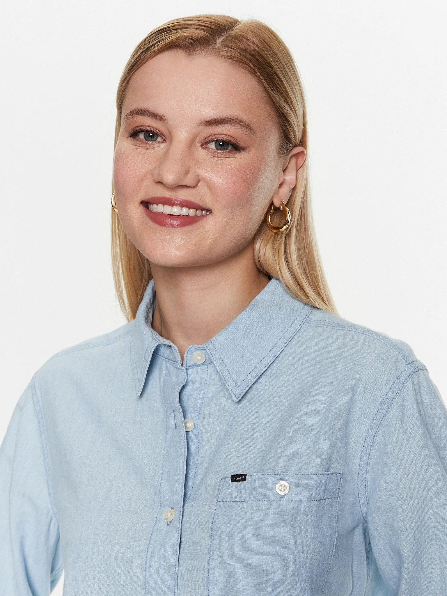 Lee Women's Light Blue Long Sleeve Denim Shirt | Lee In Lebanon