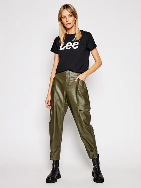 Lee Women's Black Short Sleeveless Regular Fit Logo Tee T-shirt | Lee In Lebanon