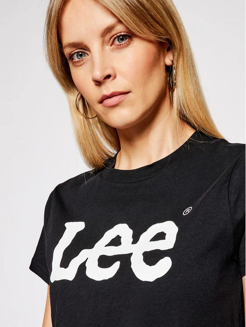 Lee Women's Black Short Sleeveless Regular Fit Logo Tee T-shirt | Lee In Lebanon