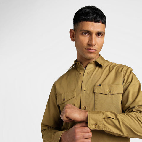 Lee Men's Olive Green Ammonite Chetopa Long Sleeve Shirt | Lee In Lebanon
