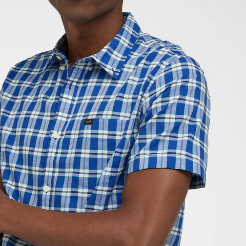 Lee Men's Anthem Blue Short Sleeve Button Down Shirt | Lee In Lebanon