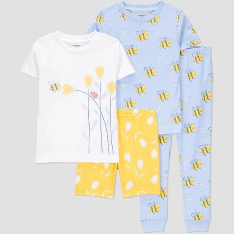 Carter's Girl's Yellow/White/Blue 4pc Cotton Bees Snug Fit Pajama Set  | Carter's  in Lebanon