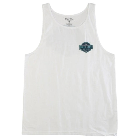 Salt Life Men's White Reel Escape Printed Tank Top | Salt Life In Lebanon