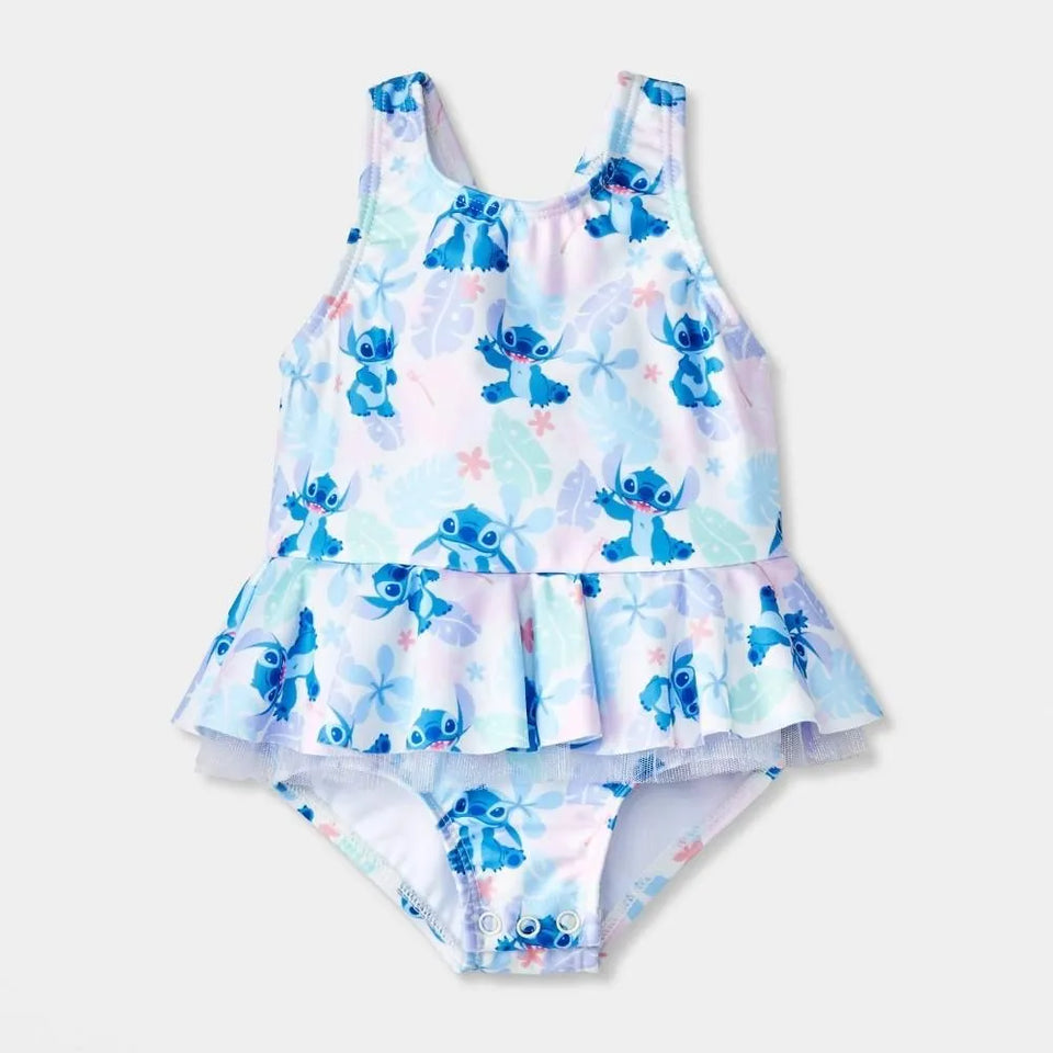 Disney Baby Girl's Multicolor Stitch Floral Ruffle One Piece Swimsuit | Disney In Lebanon