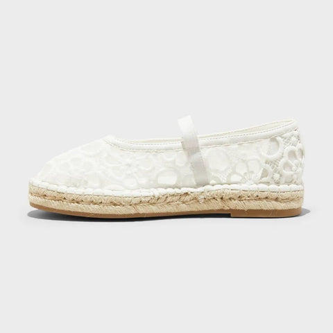 Universal Thread Women's White Celia Floral Lace Mary Jane Espadrille Flat |Universal Thread In Lebanon