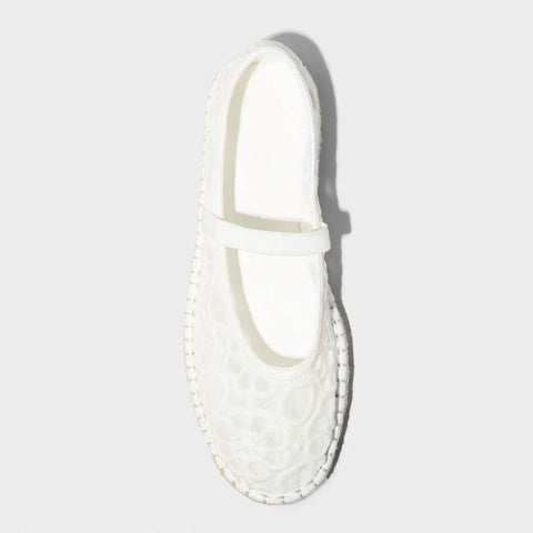 Universal Thread Women's White Celia Floral Lace Mary Jane Espadrille Flat |Universal Thread In Lebanon