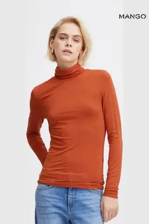 Mango Women's Brick Long-Sleeve Turtle Neck Blouse| Mango in Lebanon